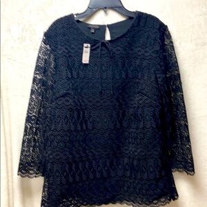 NWT Talbots Black on black  delicate lace-striped